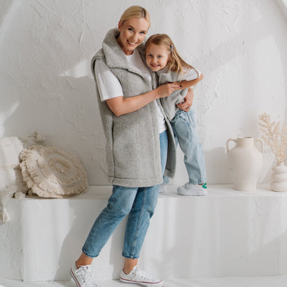 Merino Weste ''Wave'' Grau
