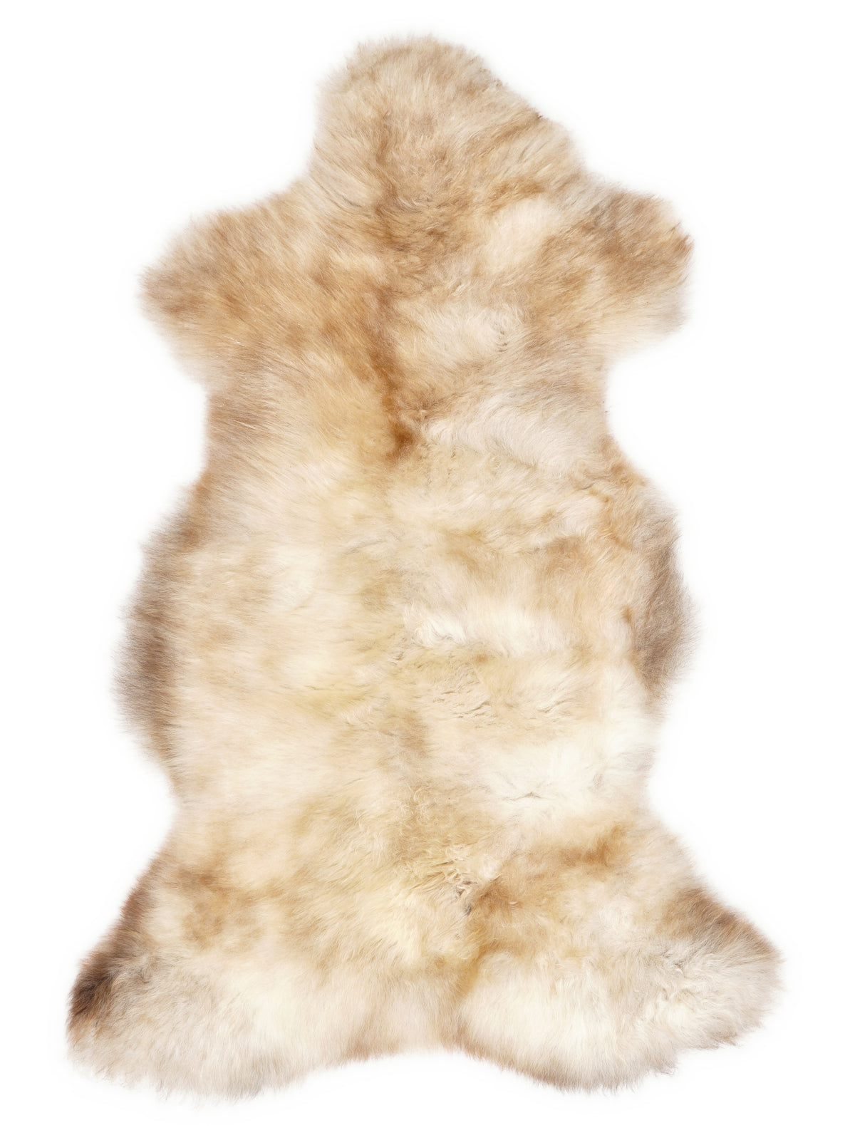 Mehrfarbiges britisches Lammfell, ca. 110 × 60 cm, von oben fotografiert: genau das Fell, das Sie erhalten